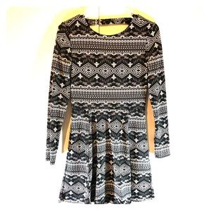 Aztec-print fit and flare dress